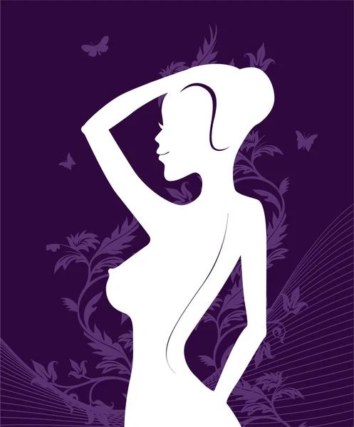 Belleza mujer floral — Vector de stock