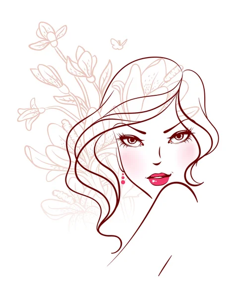 Belleza mujer floral — Vector de stock