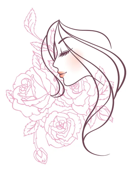 Schoonheid floral vrouw — Stockvector