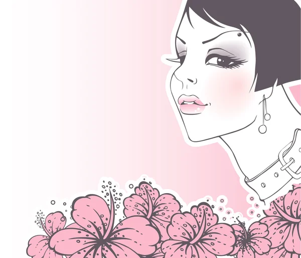 Beleza mulher floral — Vetor de Stock