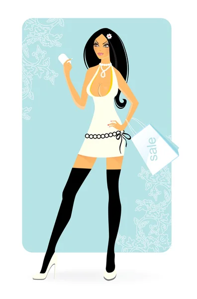 Shopping Femme — Image vectorielle