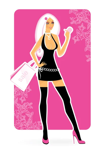 Shopping Femme — Image vectorielle