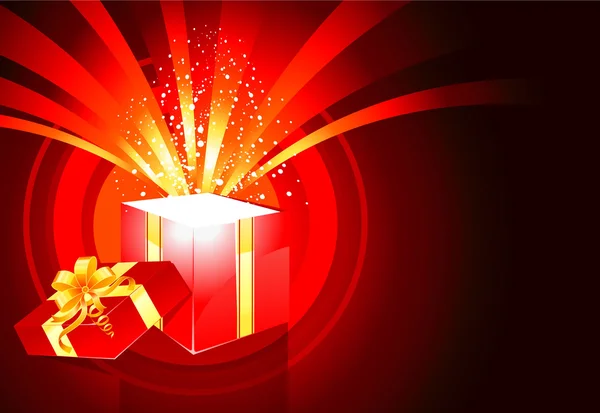 Natal presente caixa mágica — Vetor de Stock
