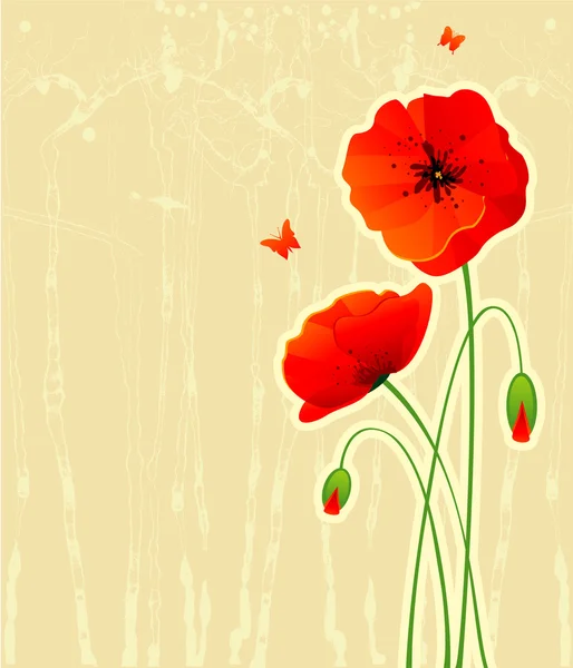 Red poppies back — Stock Vector