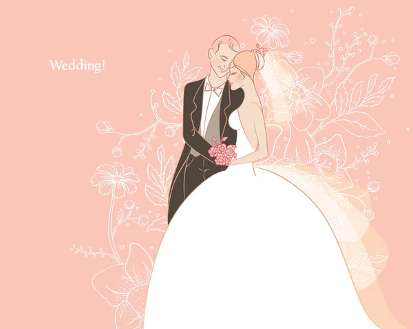 結婚式のカップルのベクトルイラスト — ストックベクタ