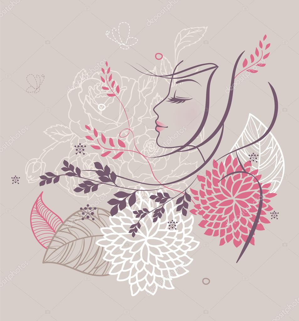 Download Beauty Floral Woman Vector Image By C Sonneon Vector Stock 13279034