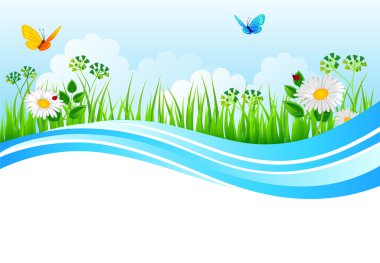 Yaz çimlerinin vektör illüstrasyonu