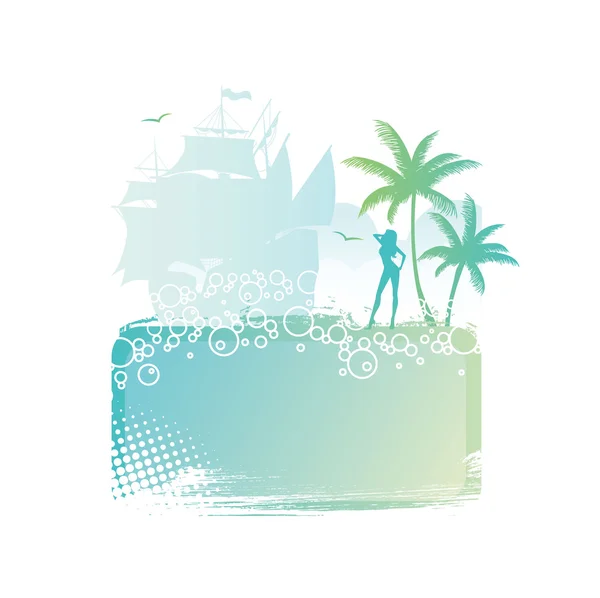 Illustration vectorielle du dos tropical avec paumes — Image vectorielle