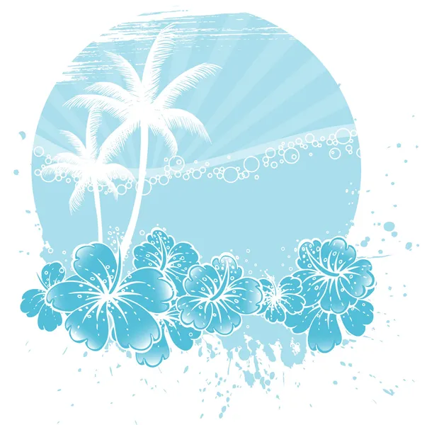 Ilustración vectorial de espalda tropical con palmas — Vector de stock