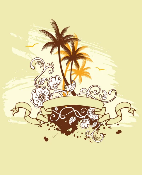 Ilustración vectorial de espalda tropical con palmas — Archivo Imágenes Vectoriales