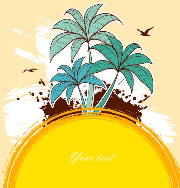 Ilustración vectorial de espalda tropical con palmas — Archivo Imágenes Vectoriales