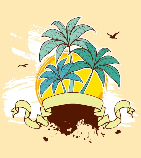 Illustration vectorielle du dos tropical avec paumes — Image vectorielle