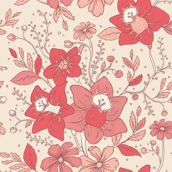Illustration vectorielle du motif floral sans couture — Image vectorielle