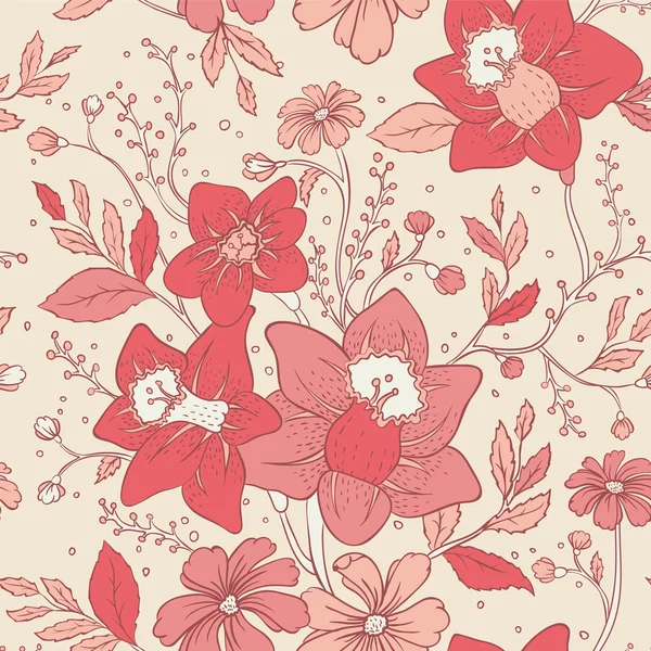 Vector illustration of Floral seamless pattern — Stock Vector