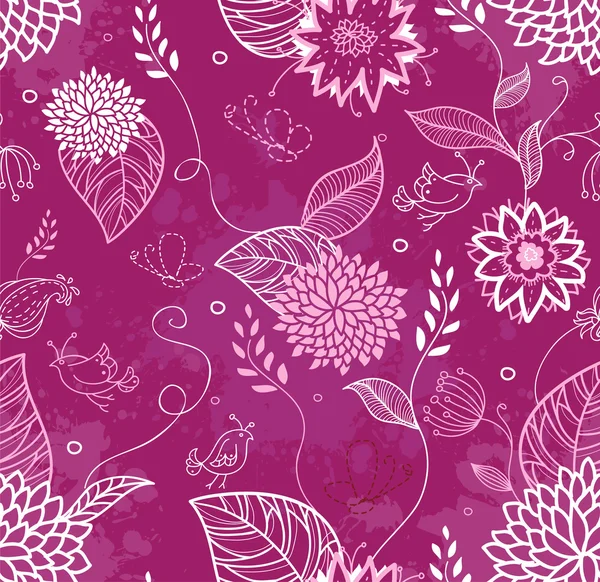 花のシームレスなパターンのベクトルイラスト — ストックベクタ