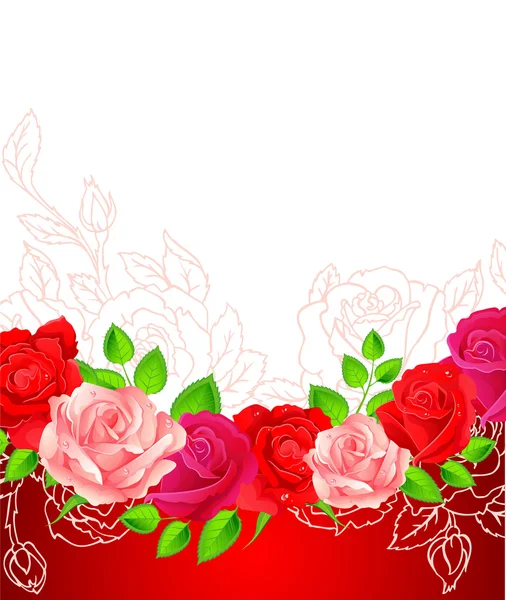 Ilustração vetorial de fundo com rosas de beleza — Vetor de Stock