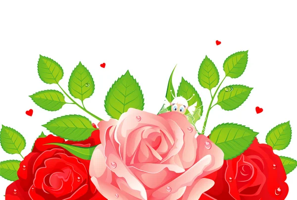 Vector illustratie van Achtergrond met schoonheid rozen — Stockvector