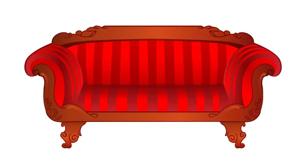 Vector red sofa isolated on white — Stock Vector