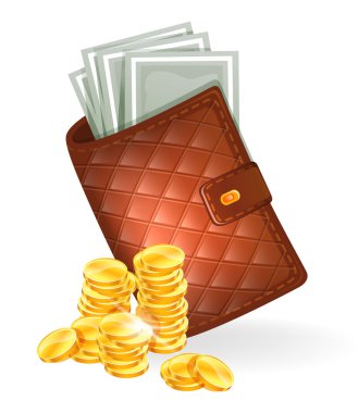 Wallet with banknotes clipart