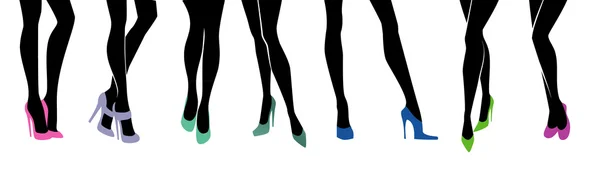 Female legs with different shoes — Stock Vector