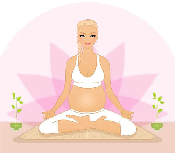 Mulher grávida fazendo exercícios de ioga — Vetor de Stock