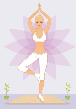 güzel bir kadın youga egzersizleri yapıyor