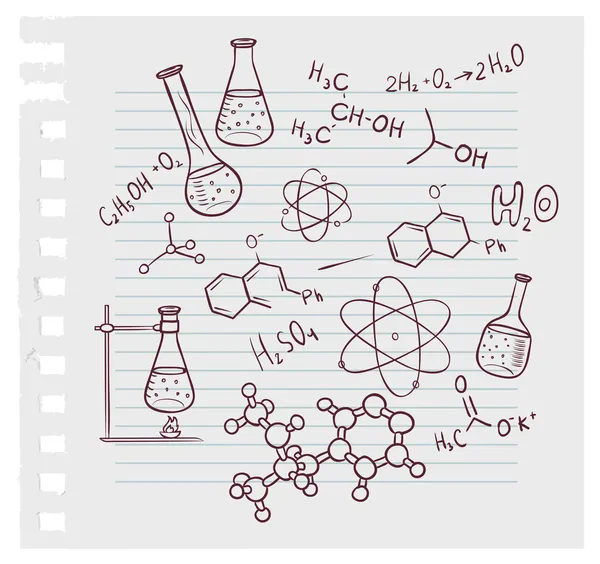 Chimie de dessin à la main sur fond — Image vectorielle