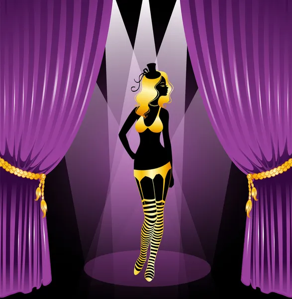 Cabaret femme silhouette — Image vectorielle