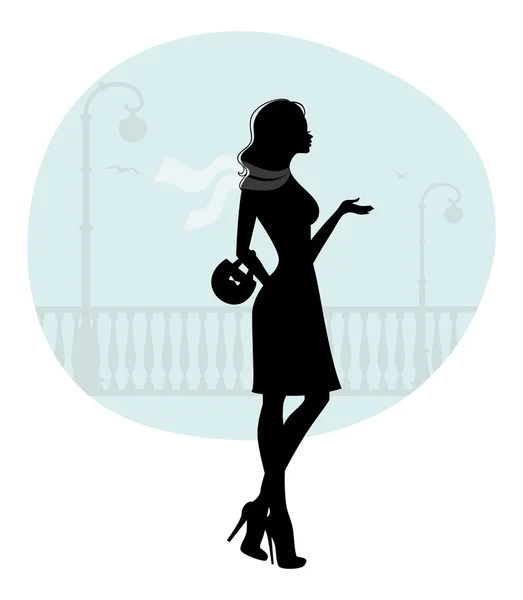 女人 sihouette — 图库矢量图片