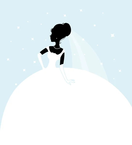 Krásná nevěsta v bílých šatech — Stockový vektor