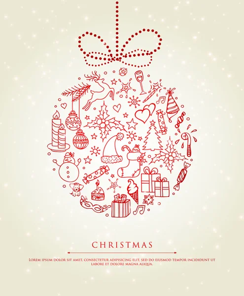Boule de Noël doodle — Image vectorielle