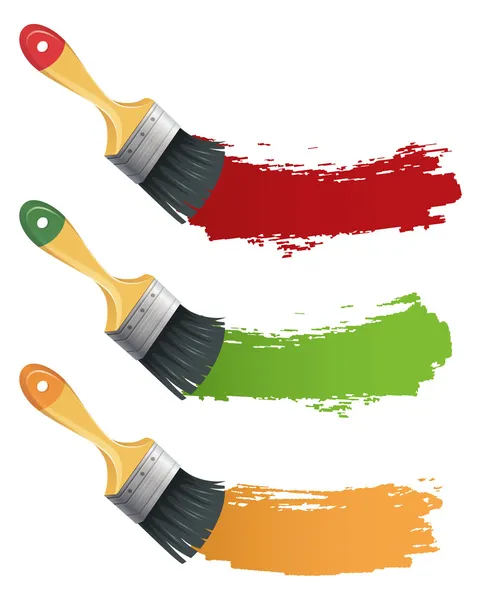 Renkli boya fırça seti — Stok Vektör