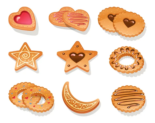 Set verschiedener Cookies — Stockvektor