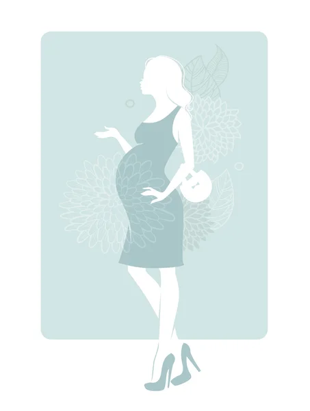 Sziluettjét terhes nő — Stock Vector