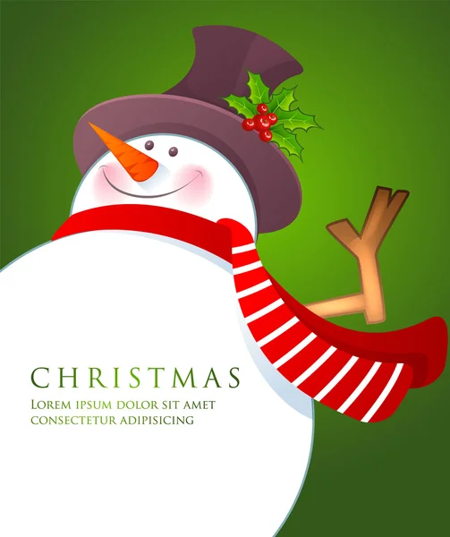 Christmas Snowman wiht red scarf — Stock Vector