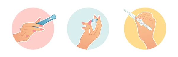 Le mani femminili tengono un oggetto medico — Vettoriale Stock