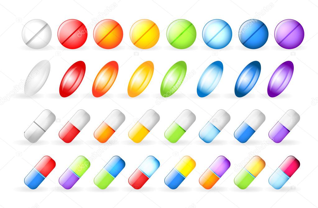 Icons tablets and pills