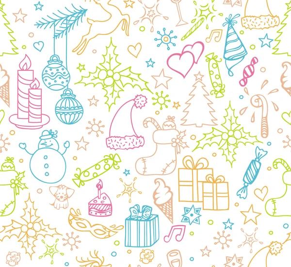 Xmas objects seamless pattern — Stock Vector