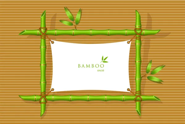 Background with green bamboo frame — Stock Vector