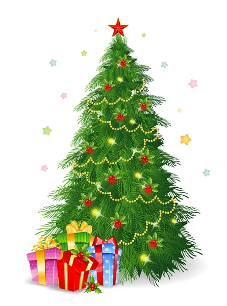 有礼物的圣诞树 — 图库矢量图片#