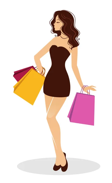 Shopping fille — Image vectorielle