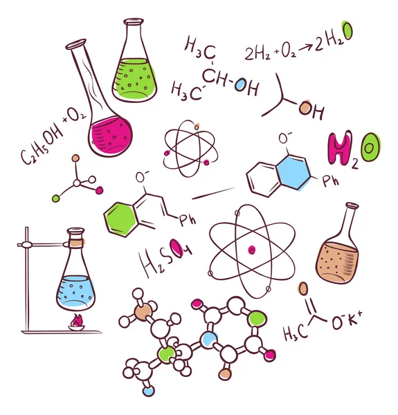 Hand zeichnen Chemie Hintergrund — Stockvektor