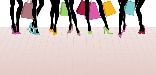 Shopping Girls — Stockvektor
