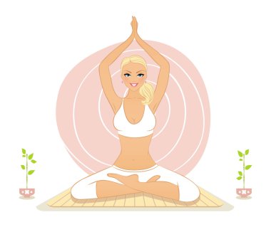 güzel bir kadın yoga egzersizleri yapıyor