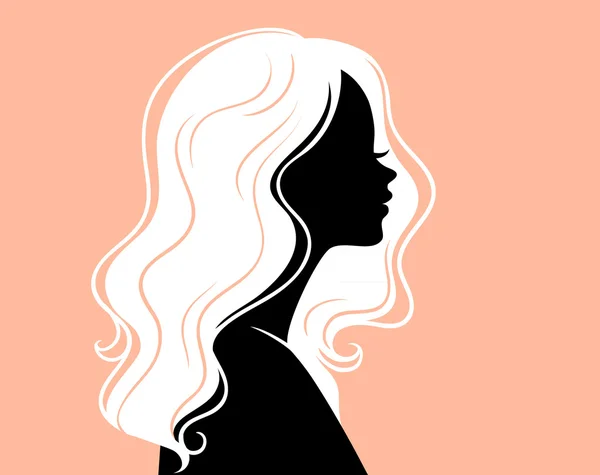 Silueta de mujer con cabello hermoso — Archivo Imágenes Vectoriales