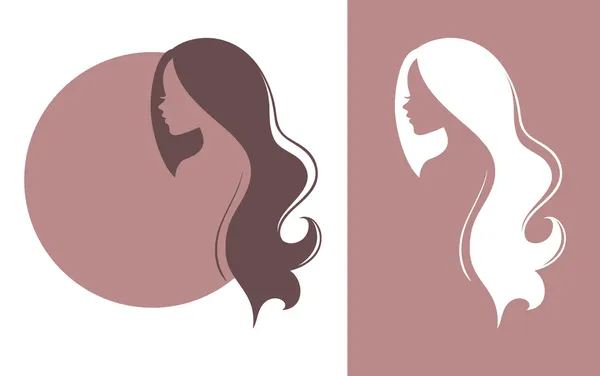 Silueta de mujer con cabello hermoso — Vector de stock