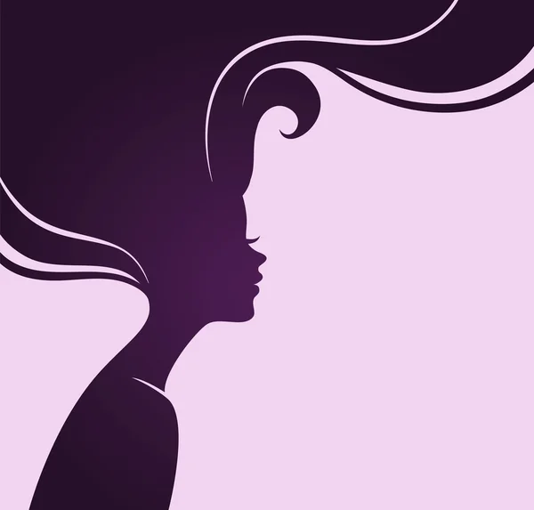 Silueta de mujer con cabello hermoso — Vector de stock