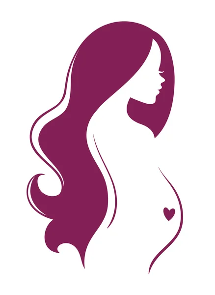 Silhouette pregnant woman — Stock Vector