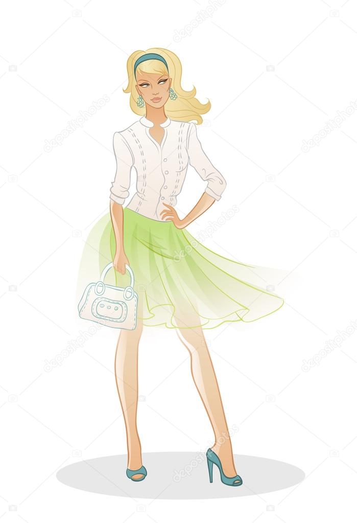 Beautiful fashion woman with bag