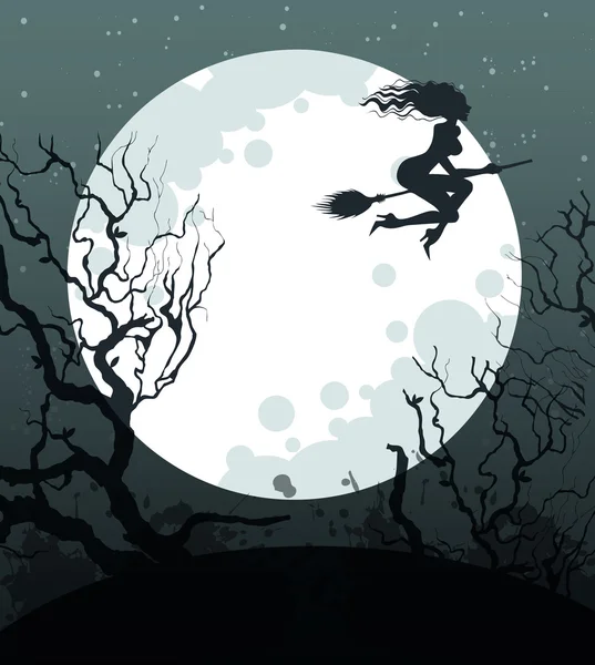 Halloween fundo com bruxa — Vetor de Stock